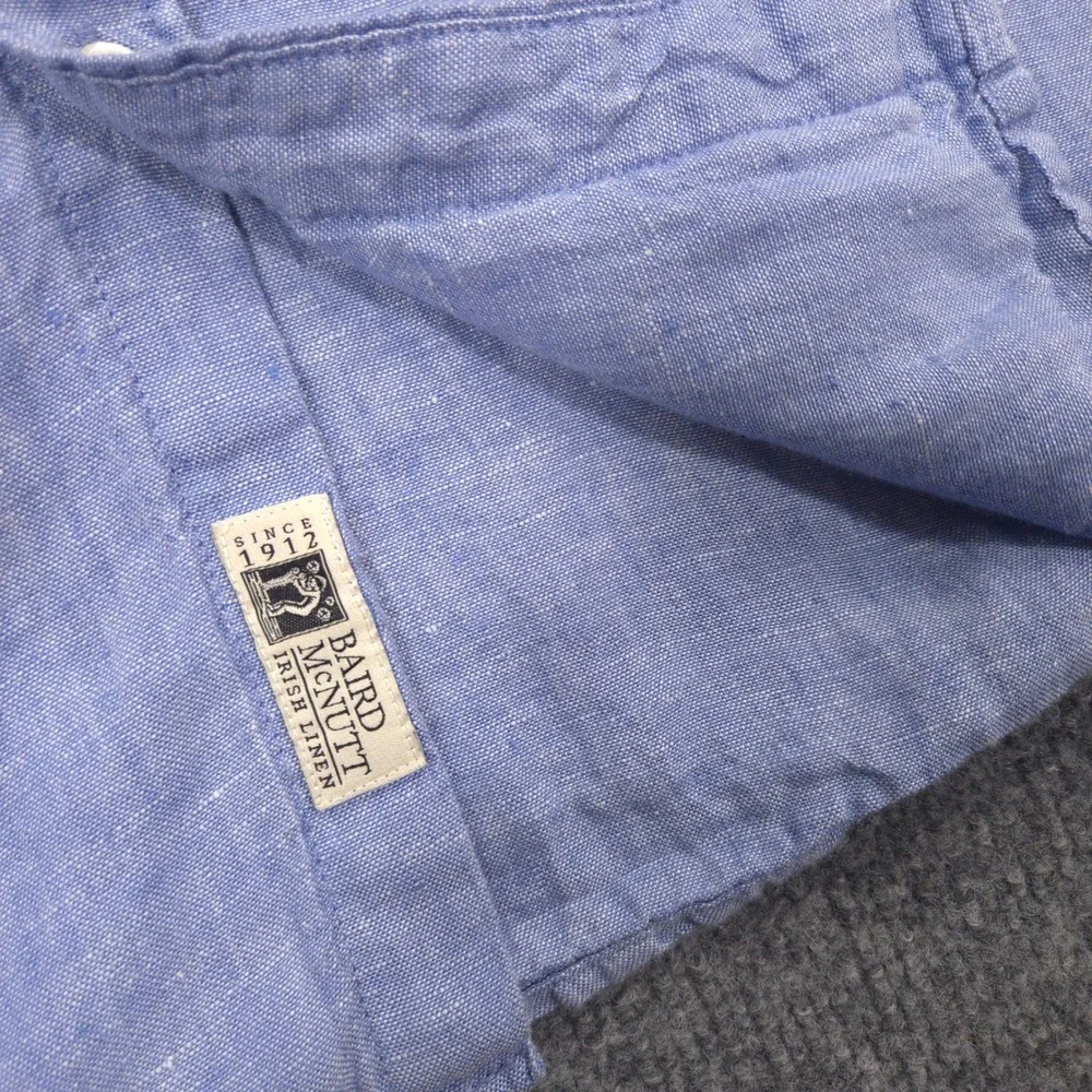 J Crew Baird McNutt Irish Linen Shirt Mens S Blue Slim Fit Long Sleeve Preppy